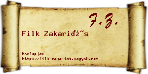 Filk Zakariás névjegykártya